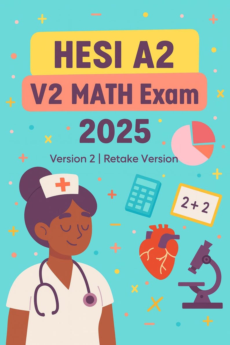 HESI A2 V2 Math Exam Version 2 Retake Version 55 Verified Questions - Etsy