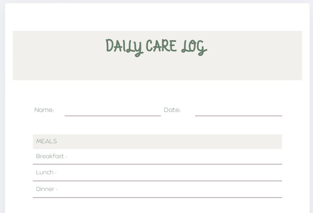 Daily Care Log | Carer Record Sheet | Carer Notes for Elderly Care ...