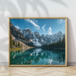 Lake and Mountain Landscape Printable, Nature Digital Art Download, Forest Wall Print, Large Nature Poster, Nature Wall Decor, Wall Art