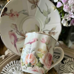 Vintage Coffee Cup and Saucer Set for 6 – 12-Piece Porcelain Espresso Cups – Retro Tea & Coffee Serving Set