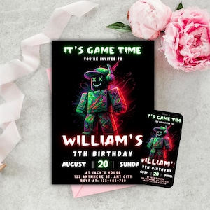 Roblox Invitation, Roblox Birthday Invite, Roblox Boys Birthday Invitation, Kids Game Party Roblox Invite, Editable Canva Template