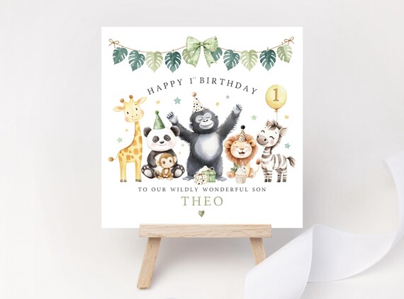 Personalised Safari Birthday Card | Jungle & Zoo Animal Party Keepsake | Wild One