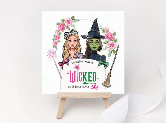 Personalised Wicked Birthday Card – Magical Musical Glinda & Elphaba Card
