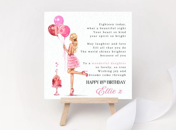 Personalised 18th Birthday Card – Party Keepsake for Her