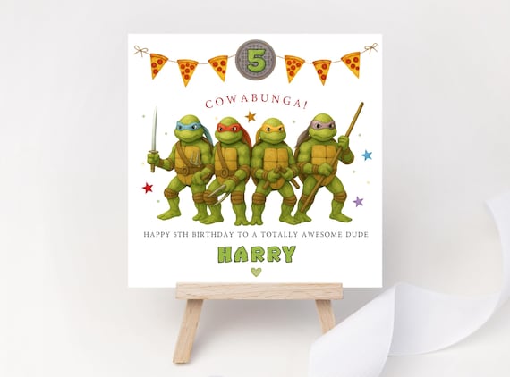 Personalised Ninja Turtles Birthday Card for Boy TMNT Keepsake