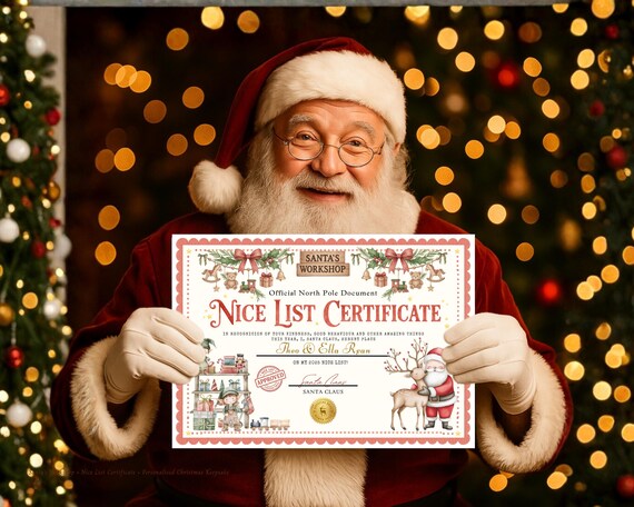 Personalised Santa Nice List Certificate – Printable Christmas Gift