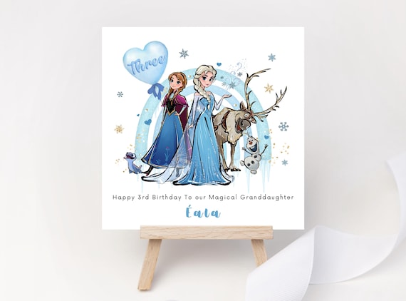 Personalised Frozen 3rd Birthday Card – Elsa Anna Olaf Rainbow Keepsake