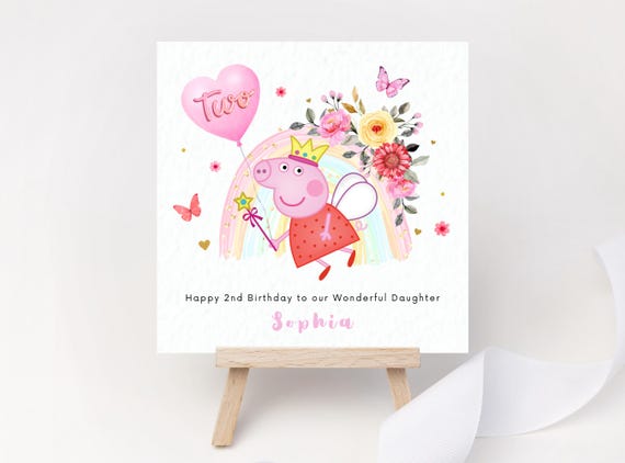 Personalised Fairy Pig Birthday Card – Rainbow Floral Birthday Keepsake