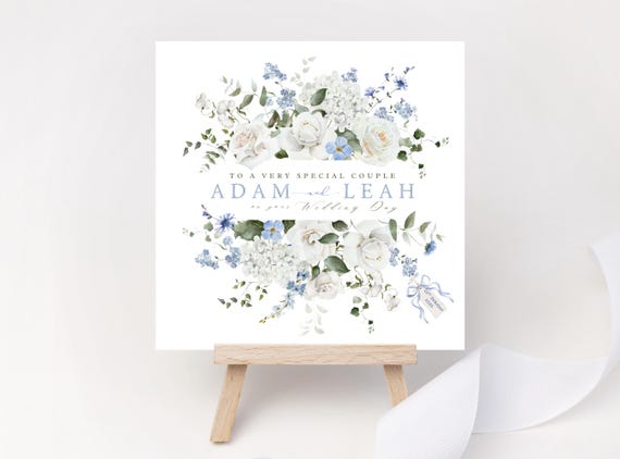 Personalised Rose & Hydrangea Wedding Card | Elegant Floral Keepsake