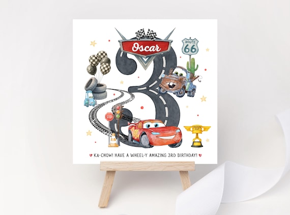 Personalised Racing Car Lightning McQueen Birthday Card | Disney Cars Number Keepsake