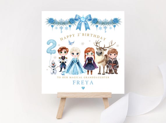 Personalised Frozen Princess Birthday Card | Disney Princess Elsa Anna Olaf Keepsake