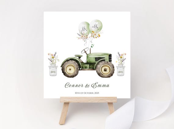 Personalised Tractor Wedding Card | Rustic Mr & Mrs Keepsake for Country Couples