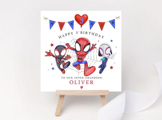 Personalised Spiderman Birthday Card | Boys Superhero Party Keepsake Ages 2-5