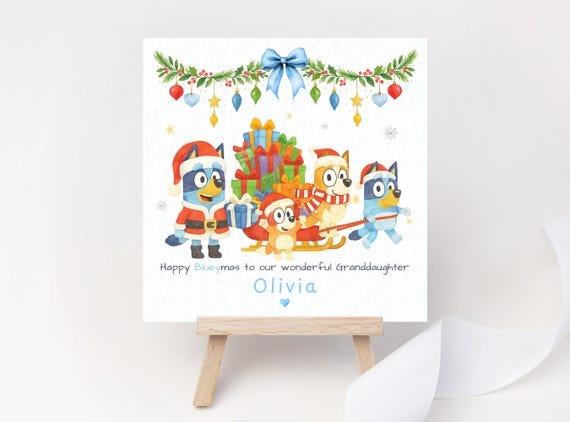Personalised Bluey Family Christmas Card for Kids