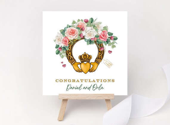 Personalised Claddagh Wedding Card | Irish Heritage Congratulations Keepsake