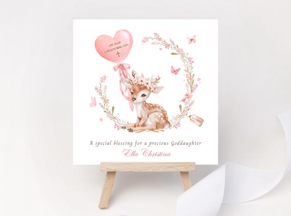 Personalised Woodland Christening Card for Goddaughter with Irish Blessing