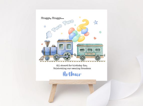 Personalised Train 2nd Birthday Card: Toot Toot Conductor Keepsake