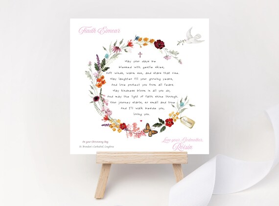 Personalised Christening Keepsake Card for Goddaughter - Baptism Promise from Godparent - Custom Name & Date