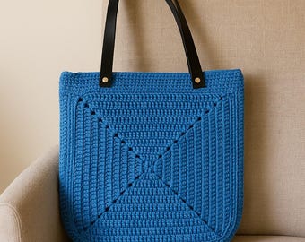 Grandma Square häkeln Taschenmuster, DIY Handtasche Anleitung, digitaler PDF Download, handgemachte Tasche mit Henkel