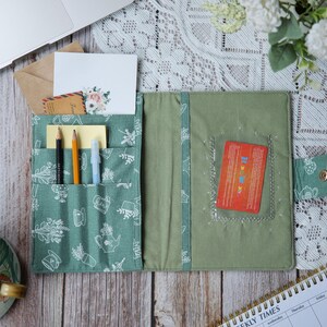 Embroidered Zodiac Cat Journal Cover: Handmade Linen Astrology Pouch