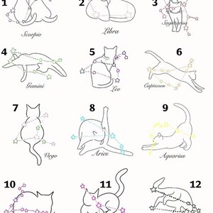 Embroidered Zodiac Cat Journal Cover: Handmade Linen Astrology Pouch