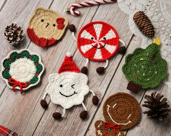 Ensemble de sous-bocks de Noël au crochet, sous-bocks faits main pour les fêtes
