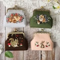 Hand Embroidered Kisslock Purse with Forest Animals, Linen Coin Bag with Chain, Vintage Gift product logo