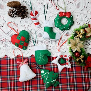 Handmade Felt Christmas Ornaments Set – Holiday Tree Decor