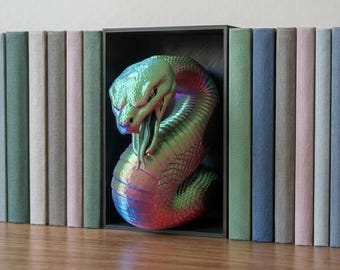 3D Printed Snake Book Nook: Dark Academia Bookshelf Decor, Fantasy Reading Nook Shelf Decoration