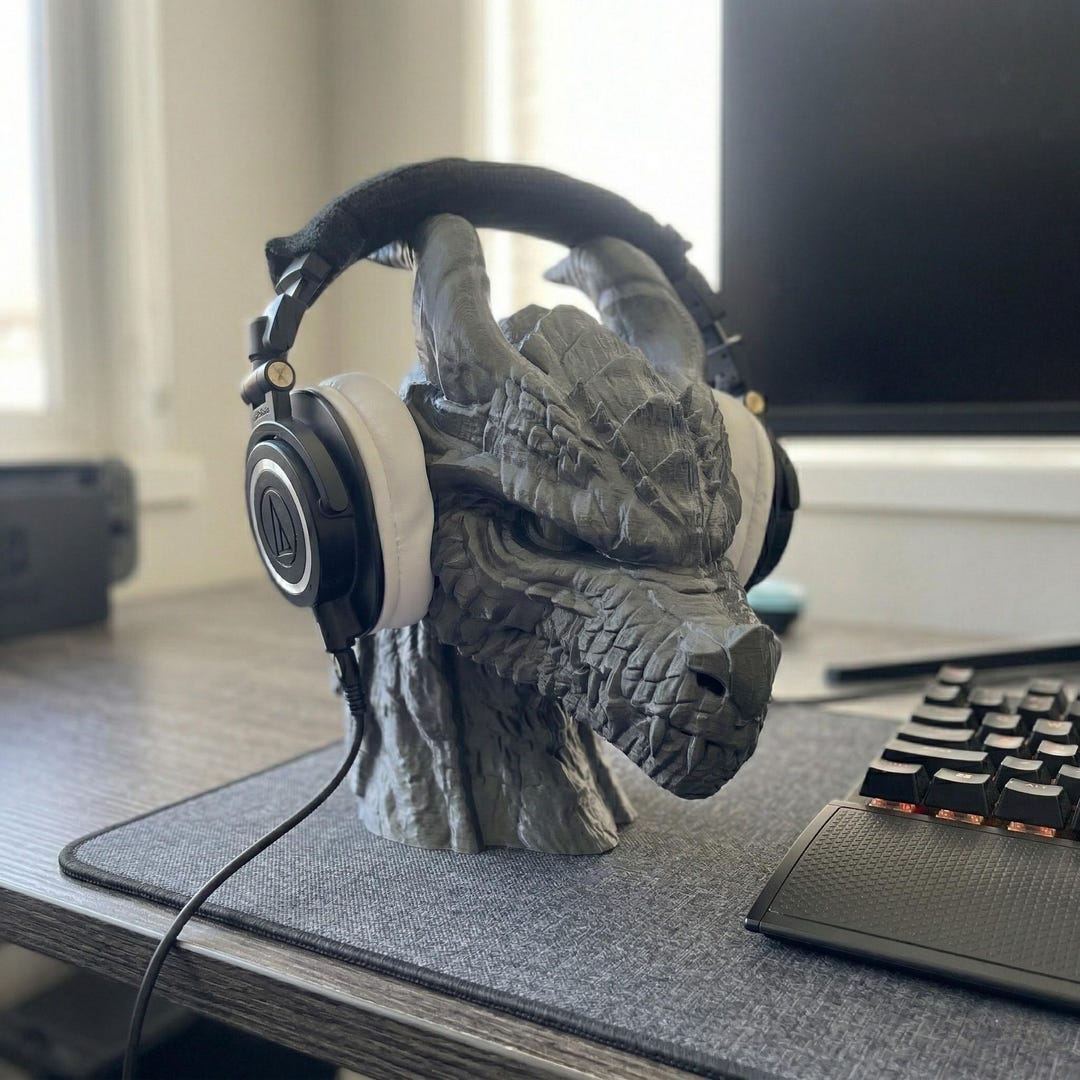 Dragon Headphone Stand: 3D Printed Gaming Headset Holder, Fantasy Desk ...