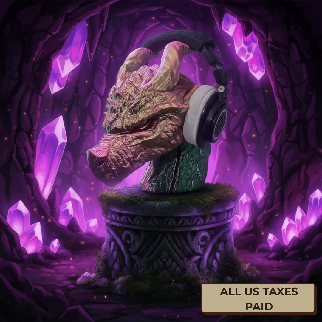 Headphone Stand 3D Printed Dragon Holder Fantasy Headset Rack Gamer ...