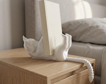 Soporte para libros con forma de gato impreso en 3D: Soporte decorativo para lectores.