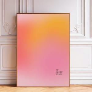 Spruch Poster, Simples Poster, Farbverlauf, Retro Poster, Wandkunst, My happy place
