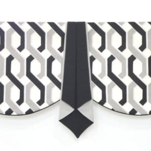 Window Valance / Black Gray Curtain / Geometric Pattern / Invisible Rod Pocket  Accent Tie Jabot Embellishment / TO BE ORDERED