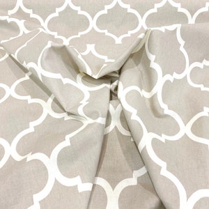 Home Decor Fabric Gray Ivory Cotton Geometric Modern Drapery Upholstery Fabric 54&quot; Wide