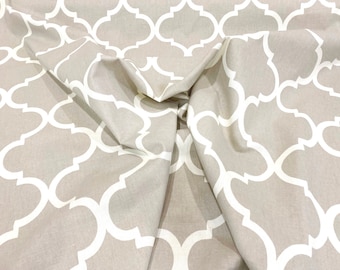 Home Decor Fabric Gray Ivory Cotton Geometric Modern Drapery Upholstery Fabric 54" Wide