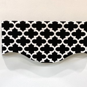 Black Window Valance Black Curtain Black White Cotton Fabric Rod Pocket Ready to Ship Sale