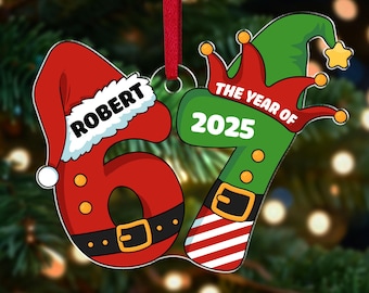 Personalized 67 Acrylic Ornament: Funny Meme Christmas 2025 Gift, Viral Gen Alpha Ornament