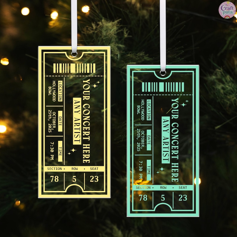 Display this acrylic concert ornament on your tree and watch it shine — a meaningful gift for couples or friends who share a love for live music and unforgettable nights.