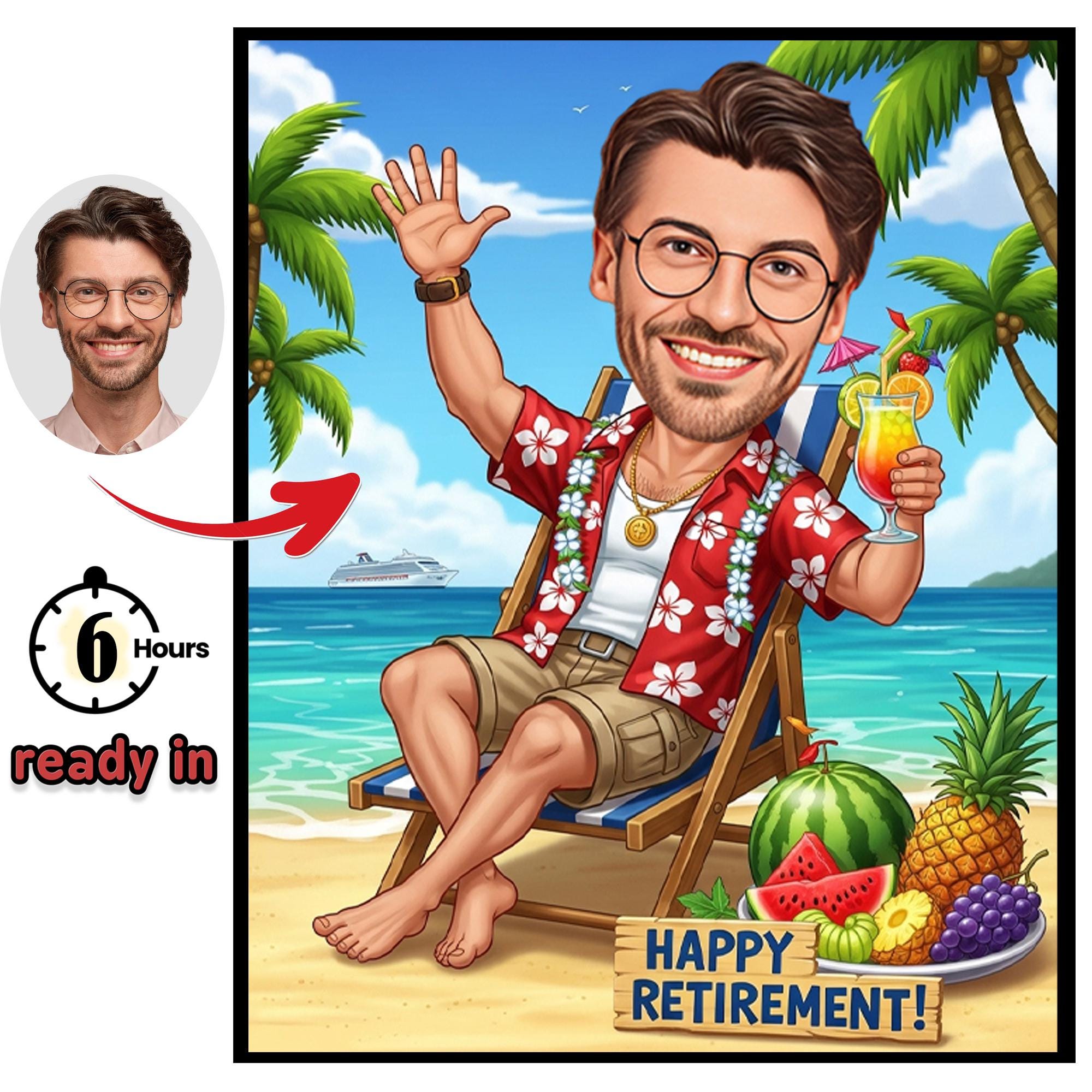 Personalized Retirement Caricature: Custom Cartoon Portrait Gift ...