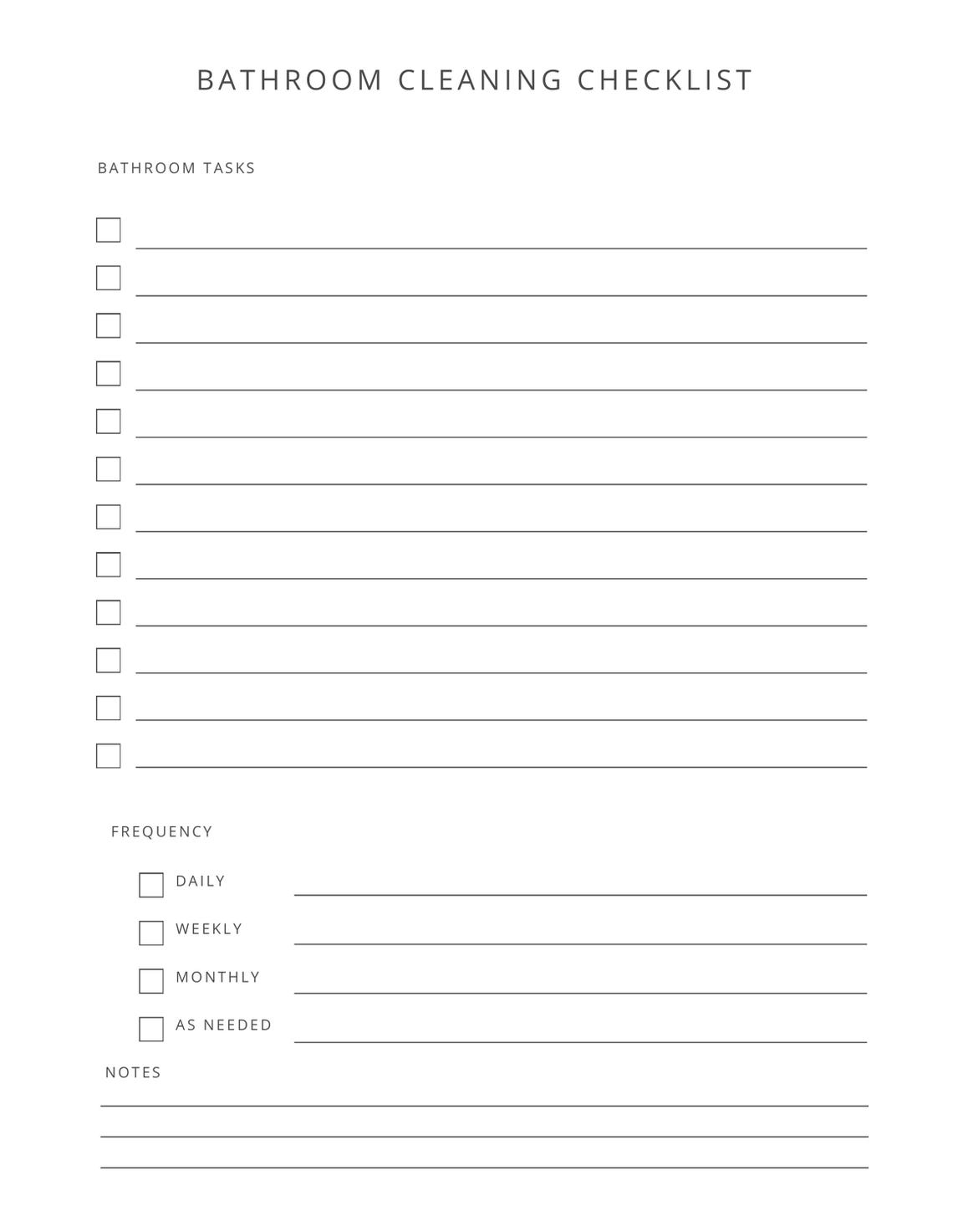 Printable Bathroom Cleaning Checklist – A4, US Letter, PNG 300 DPI ...