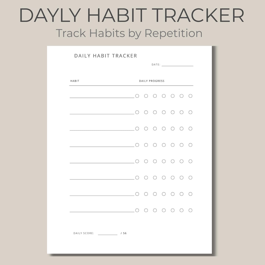 Daily Habit Tracker, Track Repetitions, Build Consistency, Minimal ...