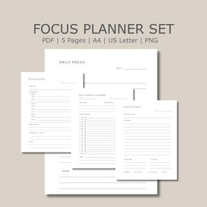 Focus Planner Bundle Time Blocking Daily Hourly Productivity System