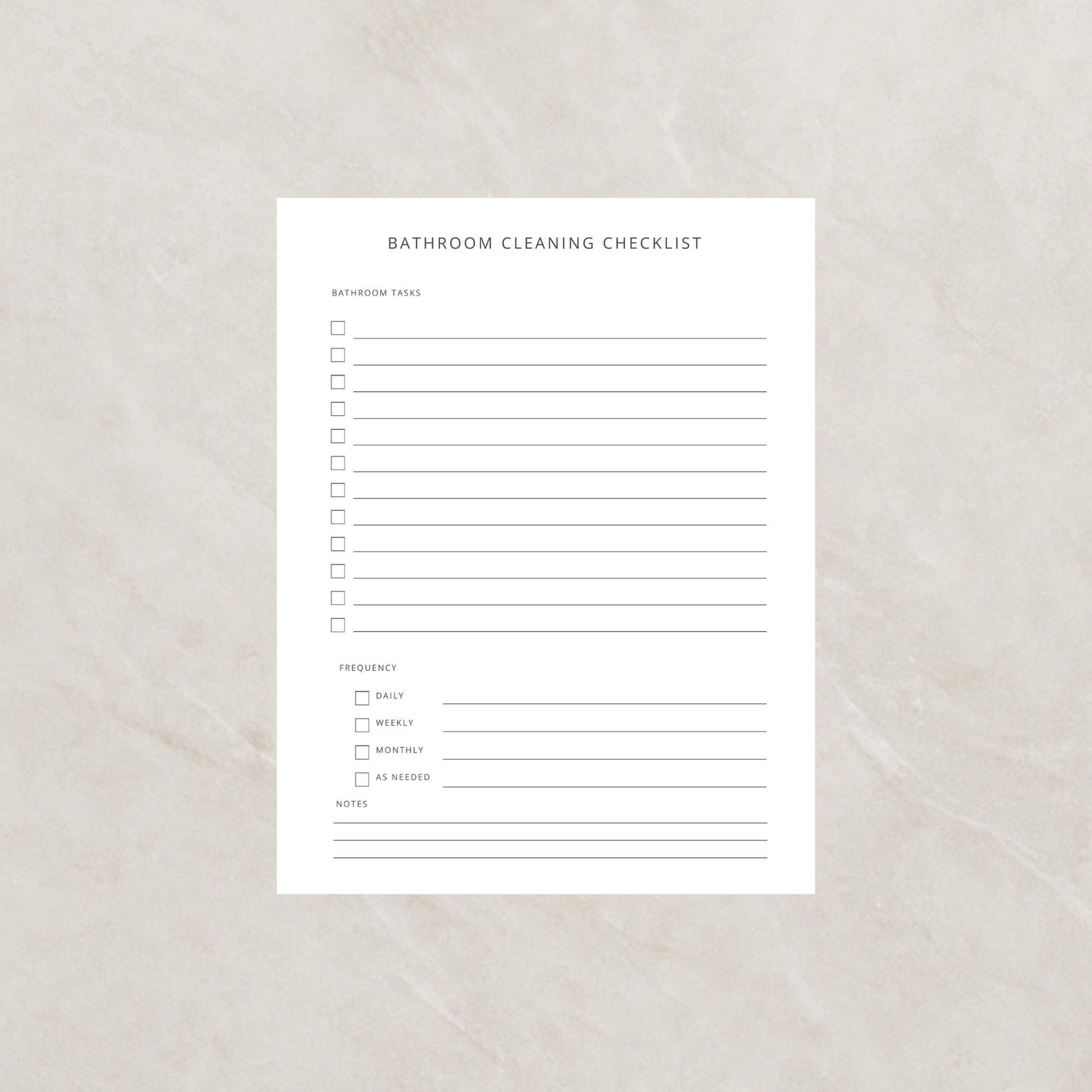 Printable Bathroom Cleaning Checklist – A4, US Letter, PNG 300 DPI ...