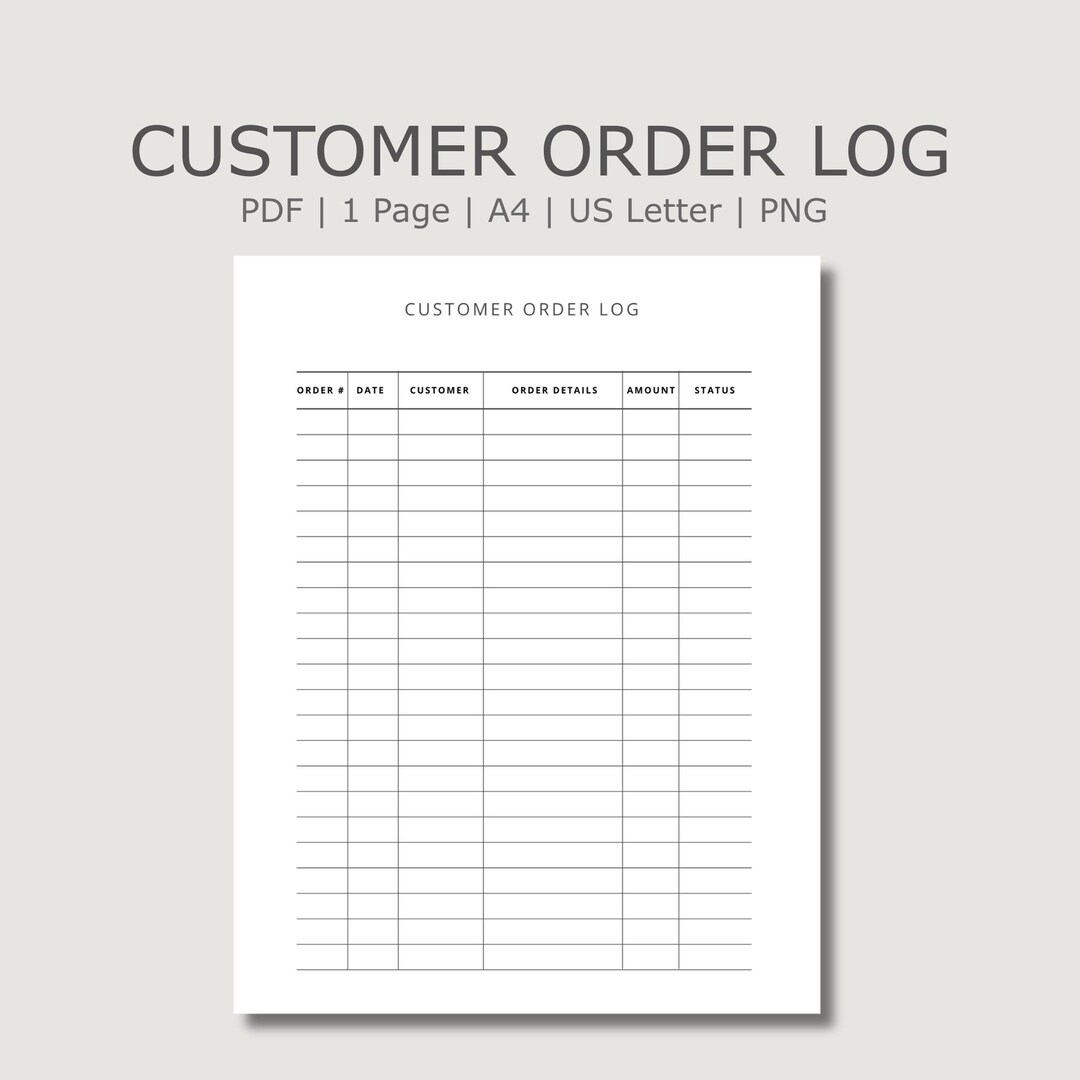 Customer Order Log, Sales Record Sheet, Client Order Tracker - Etsy