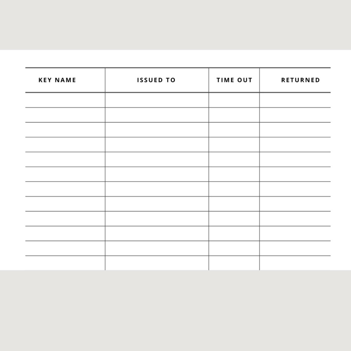 Key Log, Sign Out Sheet, Return Record - Etsy