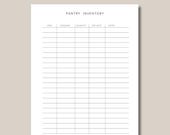 Pantry Inventory Printable Expiration Tracker Food Storage Organizer Sheet