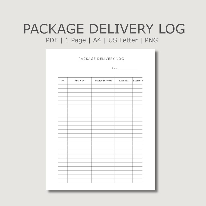 Package Log Sample Delivery Log - Etsy