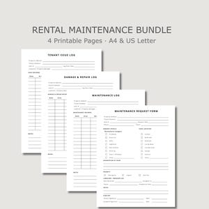 Rental Maintenance Bundle, Maintenance Request Form, Tenant Issue Log, Repair and Property Management PDF