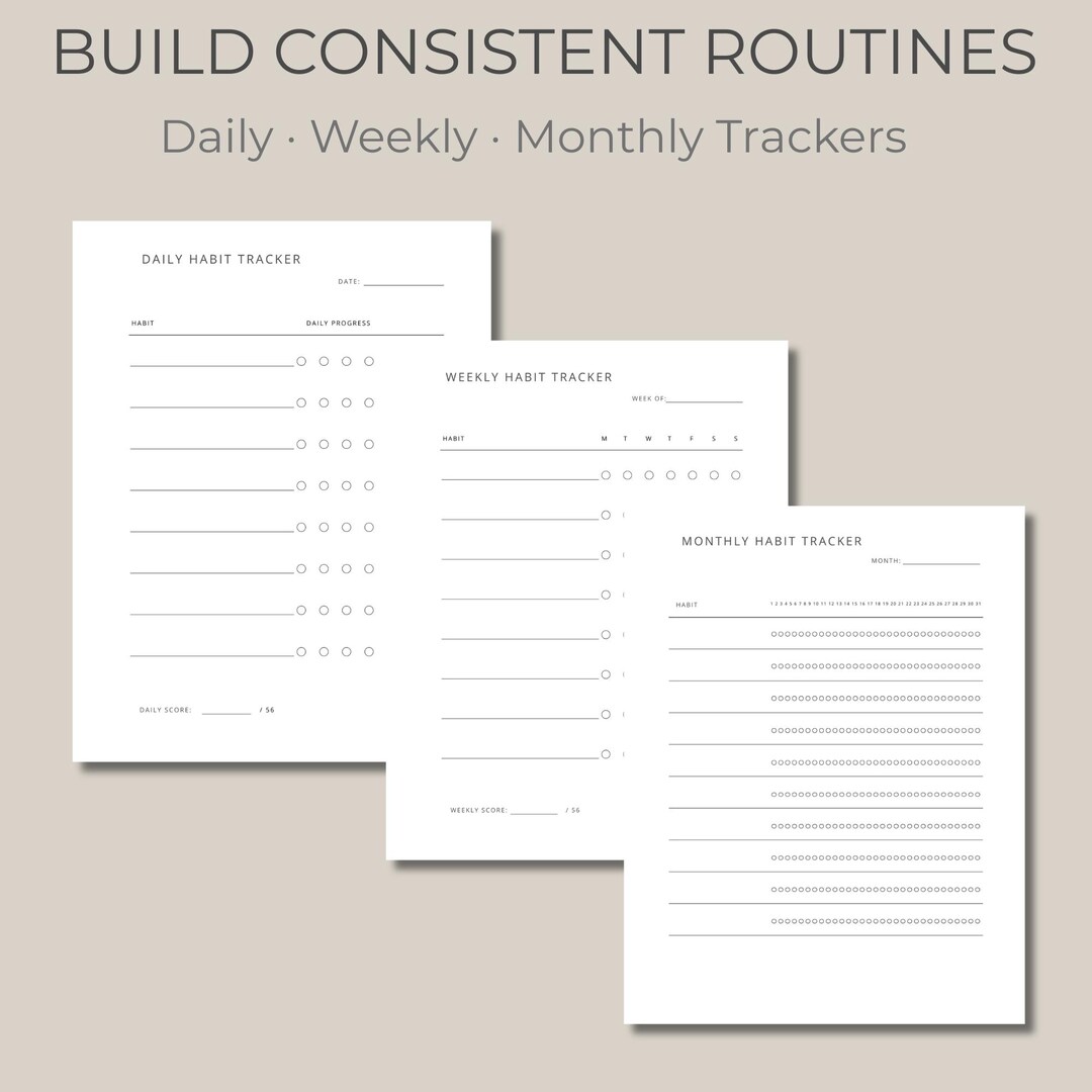 Habit Tracker Set Daily Weekly Monthly Build Better Routines and Stay ...